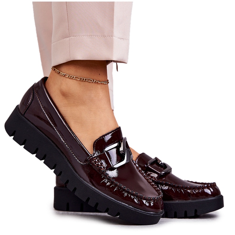 Sergio Leone Mocassins Laqués Sur La Plateforme Kjersti Bordeaux rouge