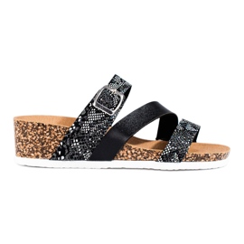 W. Potocki Chaussons femme à semelle compensée noire Potocki