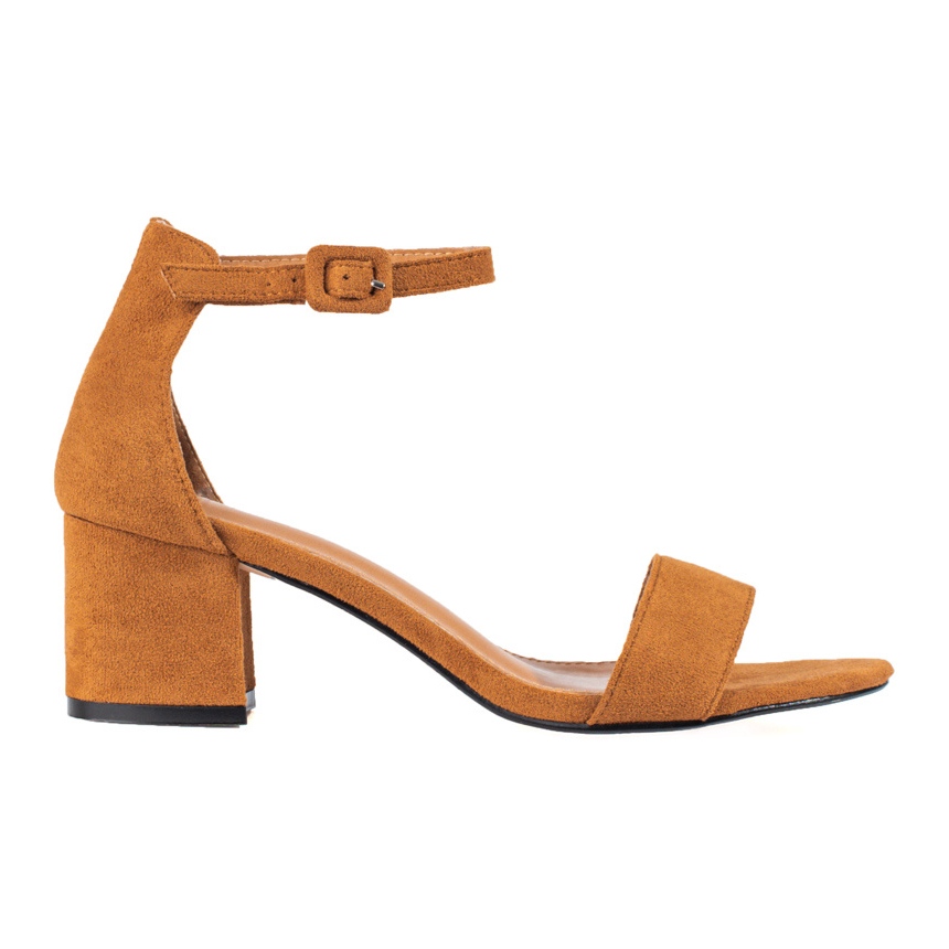 Sandales à talons en daim camel Shelovet Marron Chaussures mode