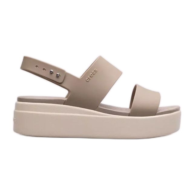 Crocs Brooklyn Sandales Compensées Basses Femme 206453-2YI beige