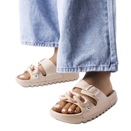 Claquettes Étoile en caoutchouc beige