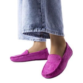 BM Mocassins violets à semelle cuir Souplet