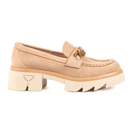 Mocassins en daim avec chaîne Shelovet beige
