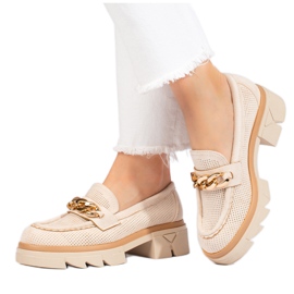 Mocassins en daim Shelovet avec chaîne beige clair