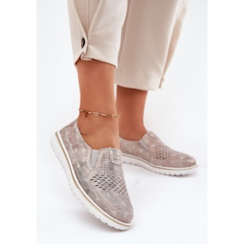 Mocassins Daim Beige-Doré Inez