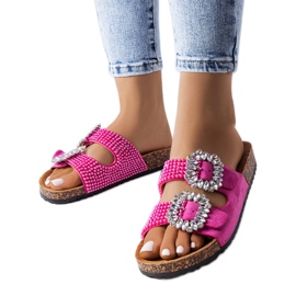 Claquettes roses ornées de strass Racine