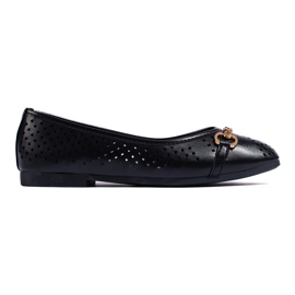Ballerines femme noires ajourées avec chaîne Shelovet le noir