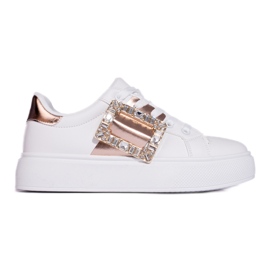 Baskets blanches pour femme avec insert Shelovet doré