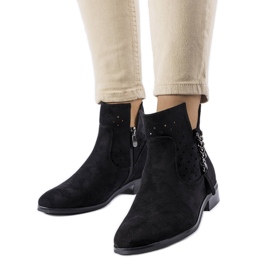 Bottines noires à empiècements ajourés Vinceza