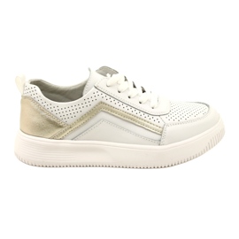 Baskets en cuir à lacets blanc et doré Evento 23PB08-5389