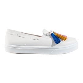 Shelovet Blanc Suede Fringe Slip On