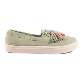 Shelovet Vert Suede Fringe Slip On