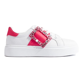 Baskets blanches pour femme avec empiècement Shelovet rose