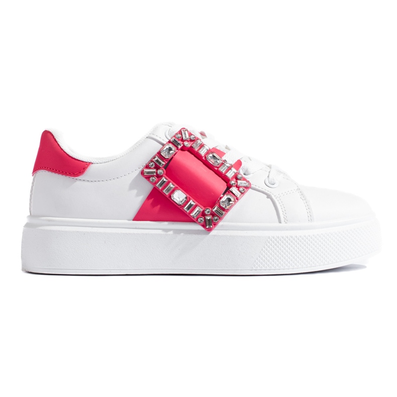 Baskets blanches pour femme avec empiècement Shelovet rose
