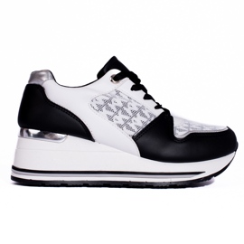 Baskets compensées femme Shelovet noires et blanches le noir