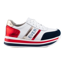 Baskets Shelovet Chunky Sole Blanc &amp; Bleu Marine