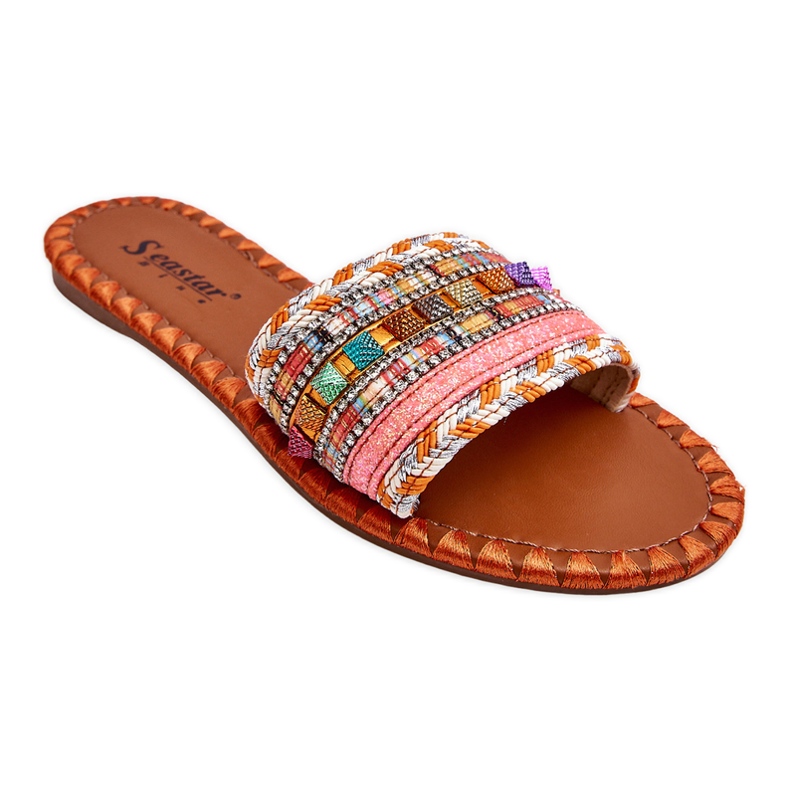 Pantoufles ornées Bellisa orange pour femmes