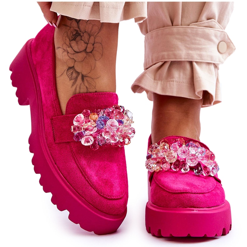 Bestelle Mocassins Plateforme Ornés Femme Fuchsia Brenda rose Bestelle Mocassins Plateforme Ornés Femme Fuchsia Brenda rose