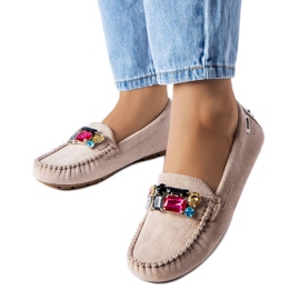 Mocassins Tanguay gris avec une semelle en cuir