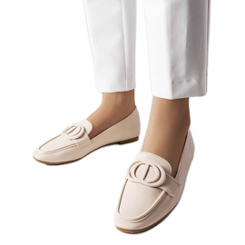 Mocassins beiges à boucle Poissonnier