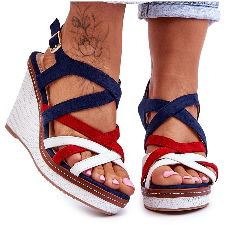 Sandales Compensées À Rayures Bleu Marine Ellen multicolore