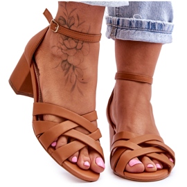 PS1 Sandales Confortables Petits Talons Camel Camelia brun