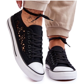 Baskets Lace Textile Femme Noir Fergo le noir