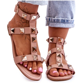 Sandales Cuir Femme Gros Clous Nude Mishigan rose Sandales Cuir Femme Gros Clous Nude Mishigan rose