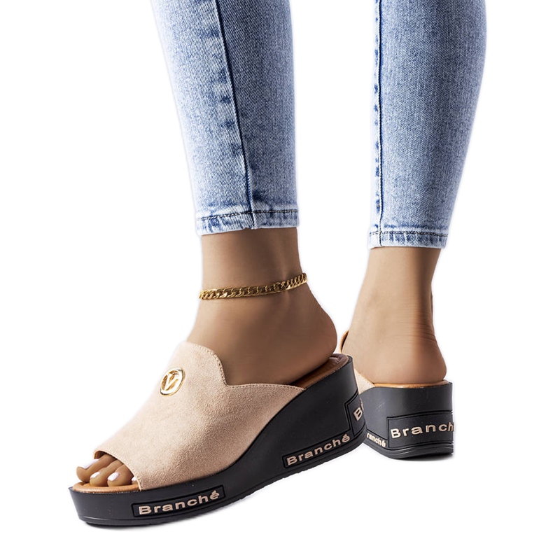 Vinceza Sandales compensées beiges Vincez