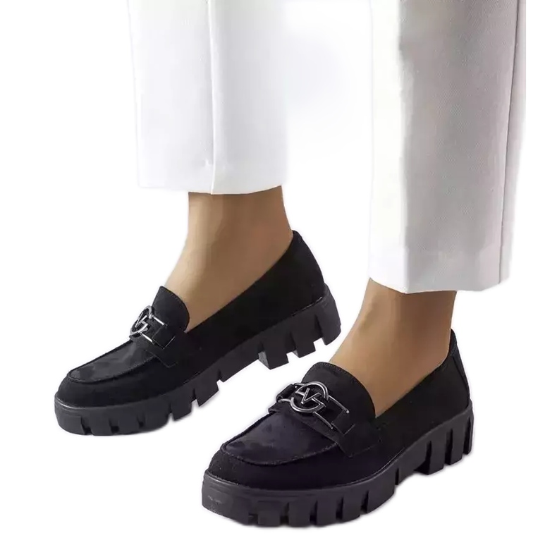 Venezia Mocassins noirs en daim écologique de Vinceza le noir