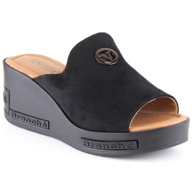 Chaussons compensés en daim noir pour femme Vinceza 10907