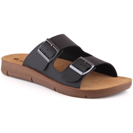Chaussons confortables pour hommes avec boucles noires Inblu CM000028-014 le noir