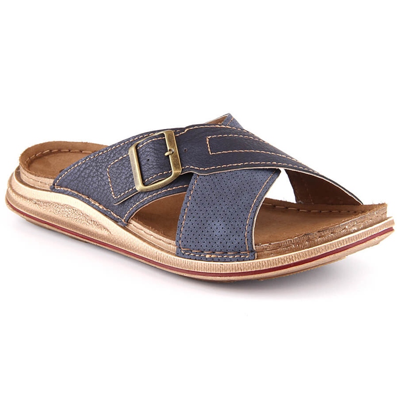 Chaussons pour hommes confortables avec une boucle bleu marine Inblu VE000003-004