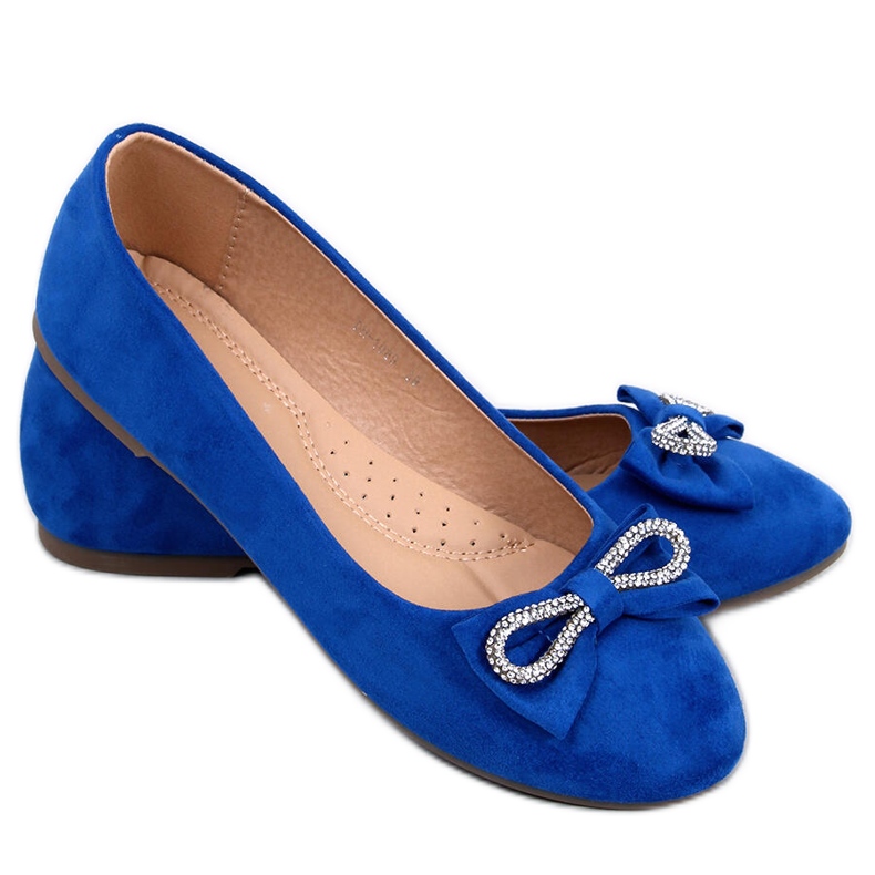 BM Benoit Ballerines daim nœud bleu