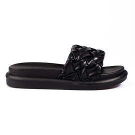 Pantoufles noires sur une plate-forme Shelovet épaisse