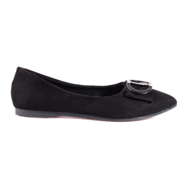 Ballerines femme en daim noir à boucle Shelovet