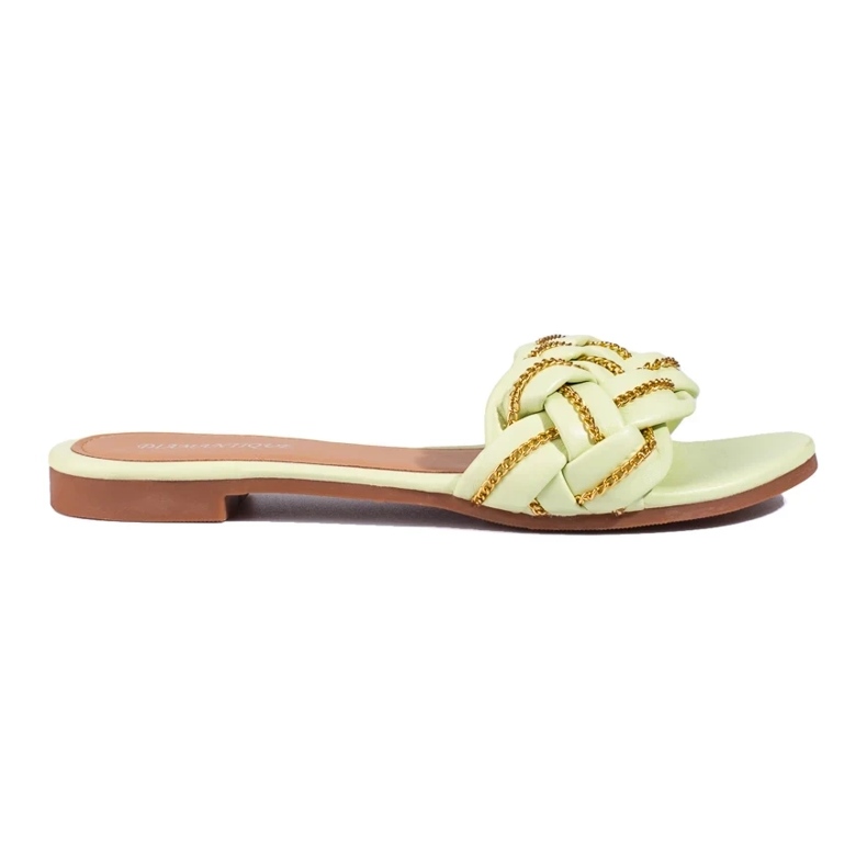 Élégantes pantoufles citron vert pour femme avec chaîne de Shelovet Élégantes pantoufles citron vert pour femme avec chaîne de Shelovet