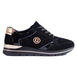 Chaussures de sport en cuir noir Shelovet le noir Chaussures de sport en cuir noir Shelovet le noir