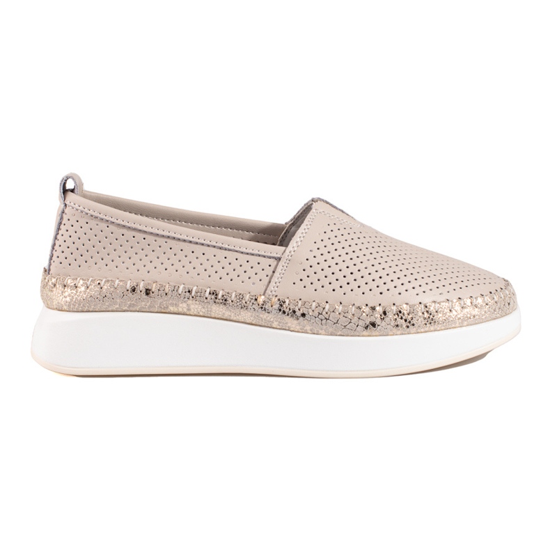Escarpins en cuir ajouré beige Shelovet