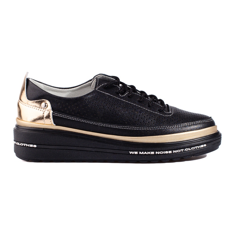 Chaussures de sport en cuir noir Shelovet le noir Chaussures de sport en cuir noir Shelovet le noir