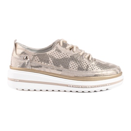 Chaussures de sport à lacets en cuir doré Shelovet d'or