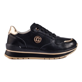 Baskets en cuir noir sur la plateforme Shelovet le noir Baskets en cuir noir sur la plateforme Shelovet le noir