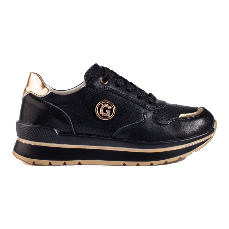 Baskets en cuir noir sur la plateforme Shelovet le noir Baskets en cuir noir sur la plateforme Shelovet le noir