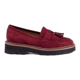 Vinceza mocassins à glands en daim bordeaux rouge
