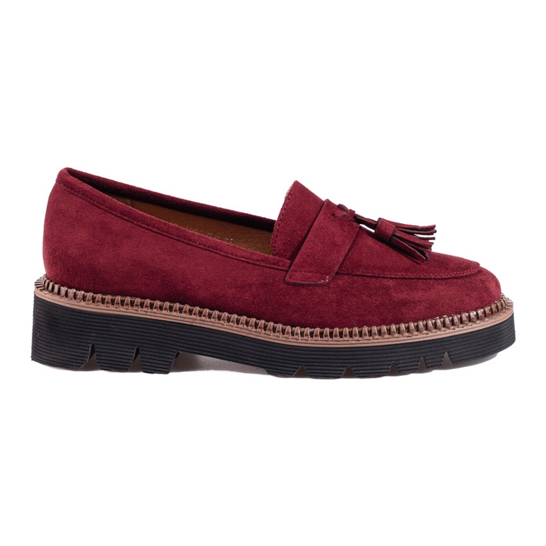 Vinceza mocassins à glands en daim bordeaux rouge