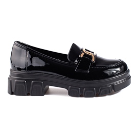 Mocassins noirs vernis avec ornement Shelovet