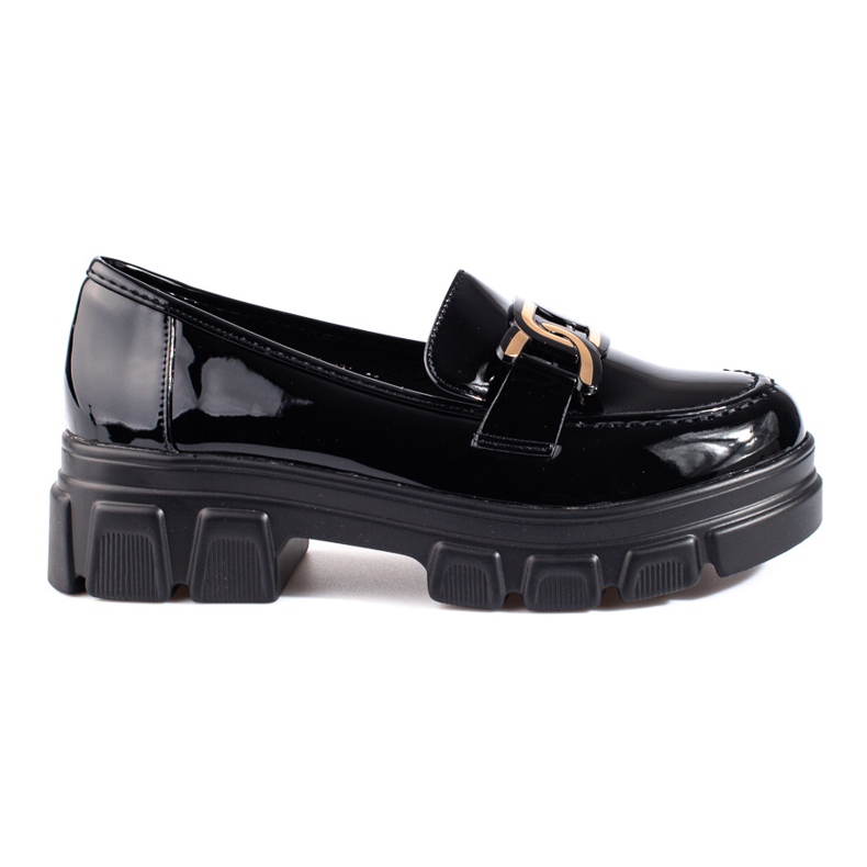 Mocassins noirs vernis avec ornement Shelovet le noir
