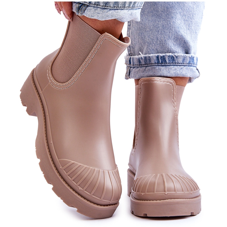 BM Bottines à enfiler en caoutchouc beige Carme