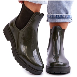 BM Bottines Chelsea Slip On Galoches Femme Vert Foncé Larone