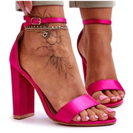 Sandales Talons Hauts Satin Fuchsia Linsy rose